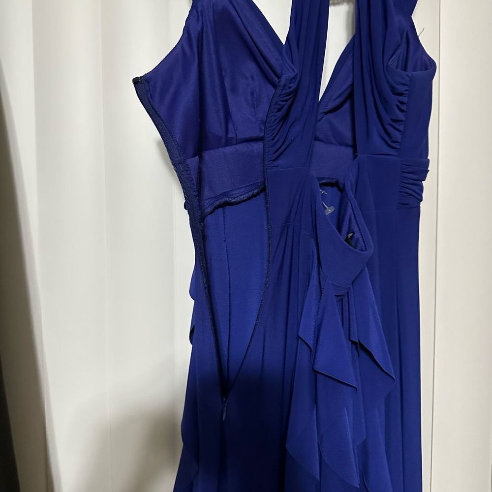 Betsy Adam Royal blue formal dress, layered ruffles going down dress, lightly pa - Picture 10 of 12